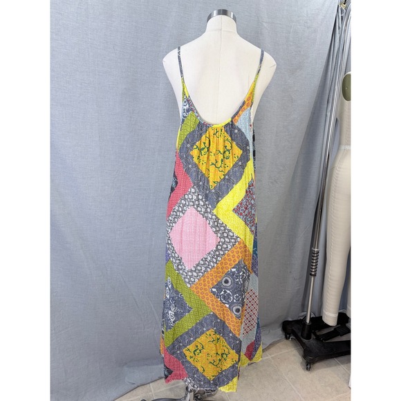 Natural Life Patchwork Quilt Print Maxi Dress Spaghetti Strap Cotton Boho L/XL - Picture 6 of 12